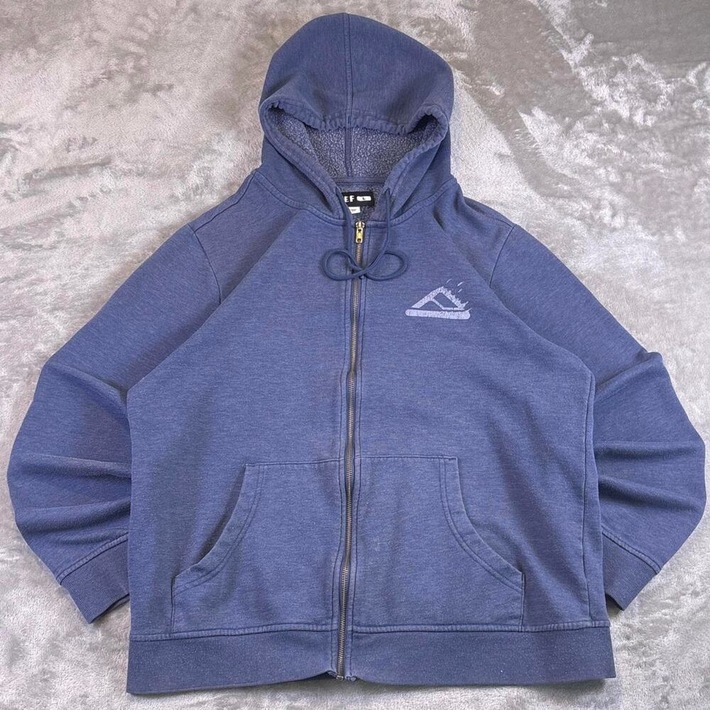 Reef Y2K Surf Zip-Up Hoodie Mens Large Blue Graphic Hoodie Skate Surfwear
